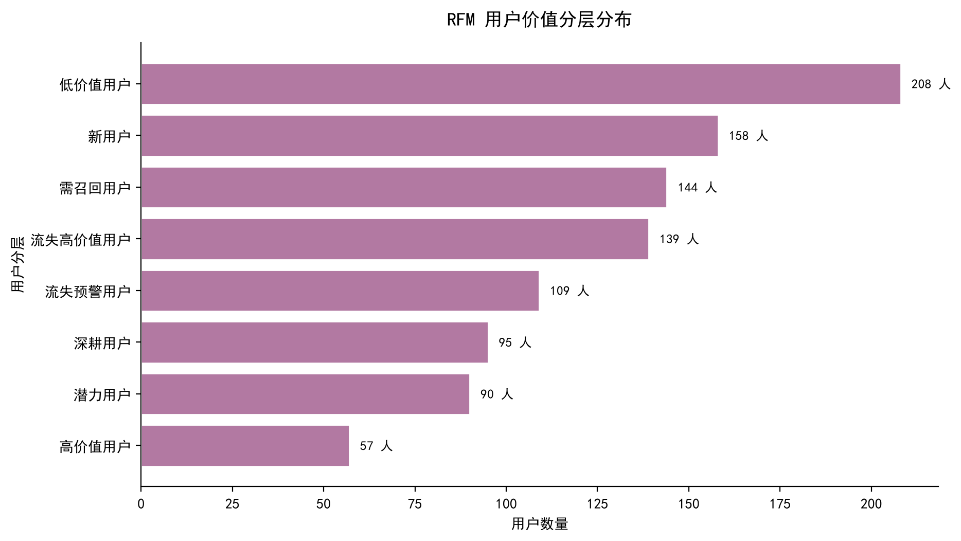 RFM 用户价值分层分布